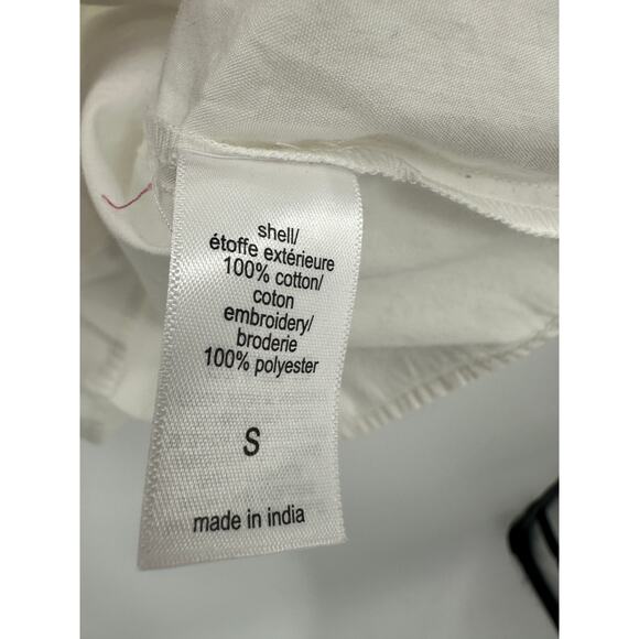 Maurices Womens White Cotton Top Size S MWT Boxy Cottagecore Minimal Eyelet - Picture 7 of 9